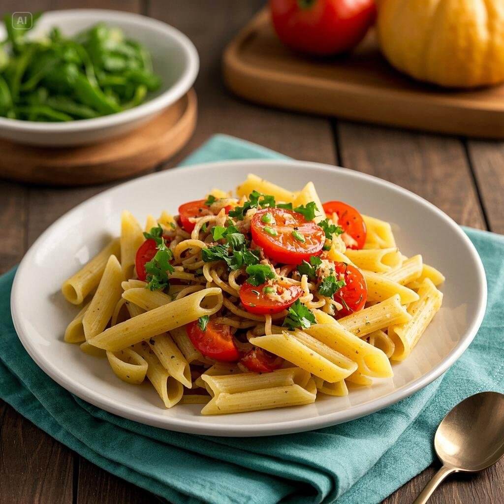 A variety of colorful and delicious pasta dishes arranged on a table, showcasing 10 easy lunch ideas for busy days.