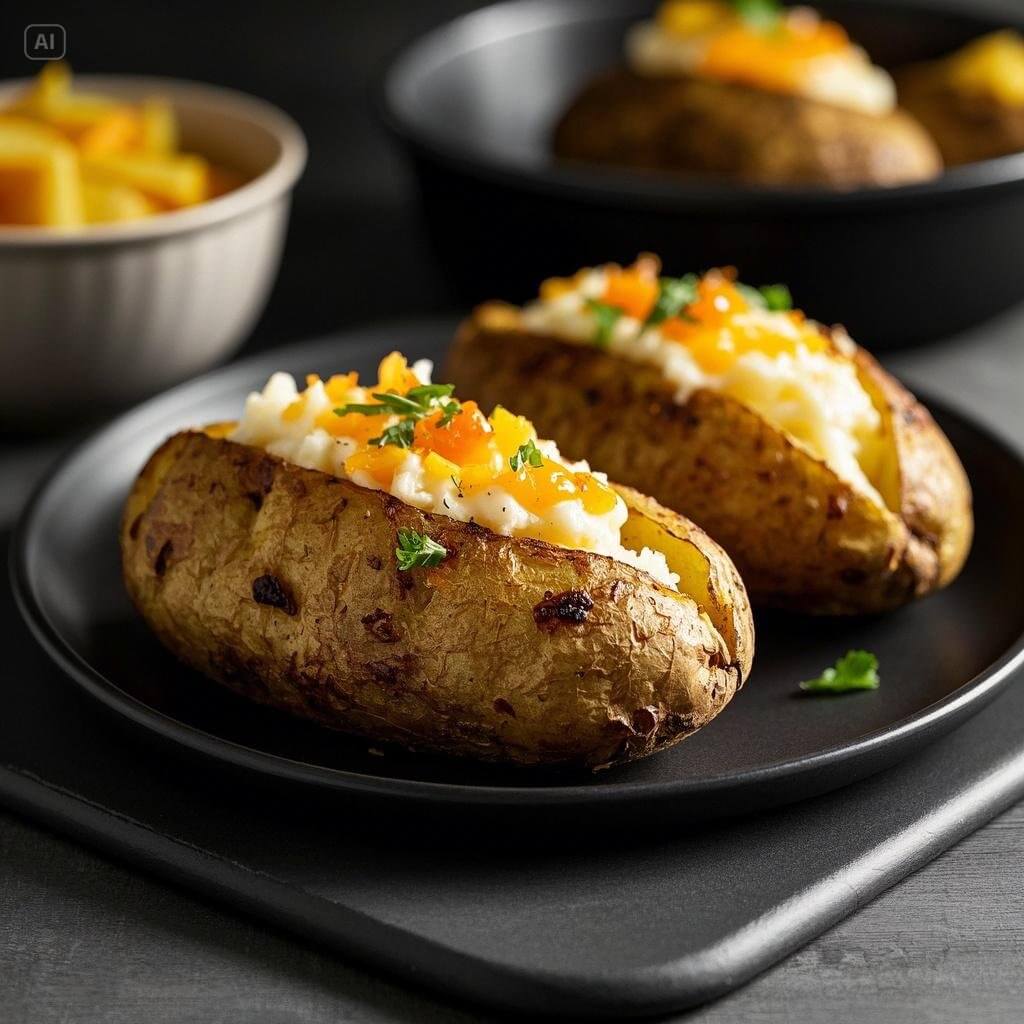 "Perfectly Baked Potatoes in the Oven: Crispy Skin and Fluffy Interior"